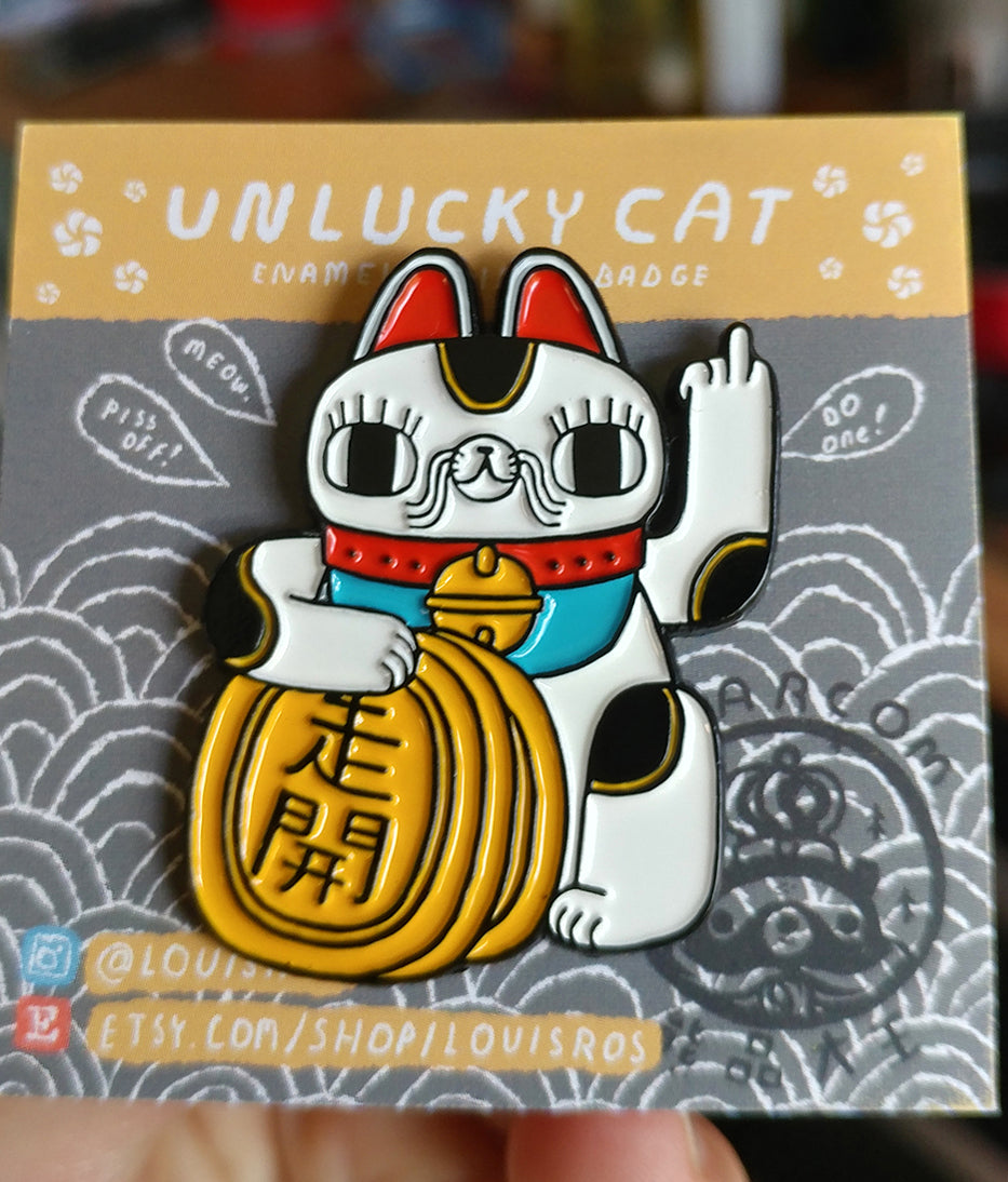 Unlucky cat Enamel pin badge